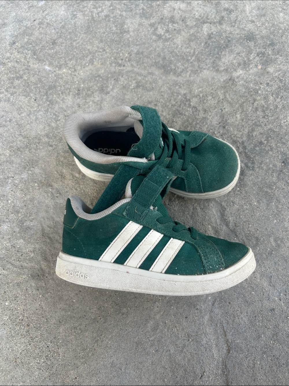 adidas Kids sambas Dark Green Suede Sneakers with White Stripes